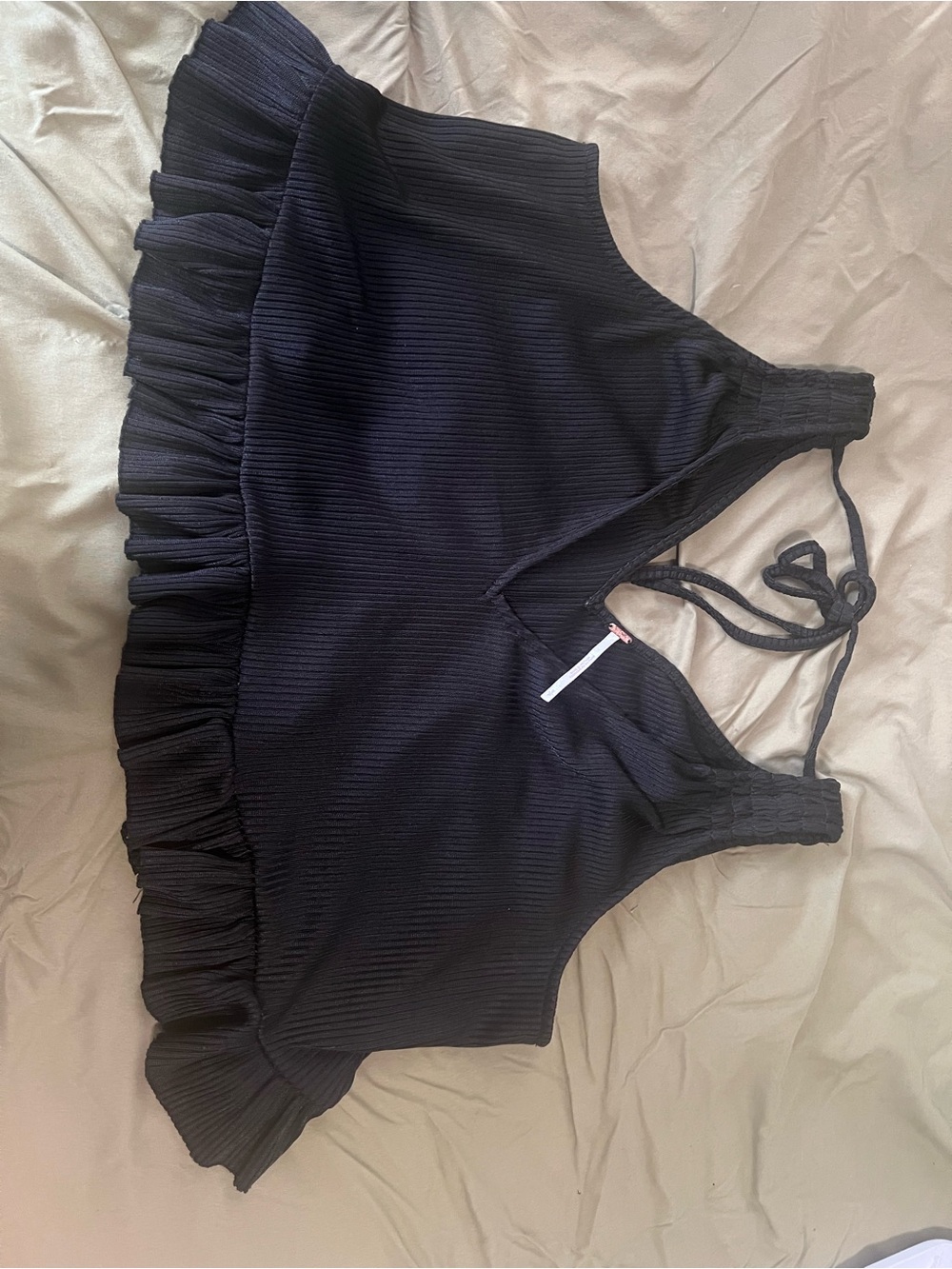 Free People Black Ribbed Ruffle Crop Tank - Picture 4 of 4